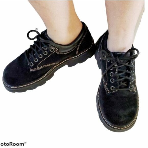 Skechers Black Leather Suede Oxford Shoes Women's WOMAN'S Size 6 - Picture 1 of 12